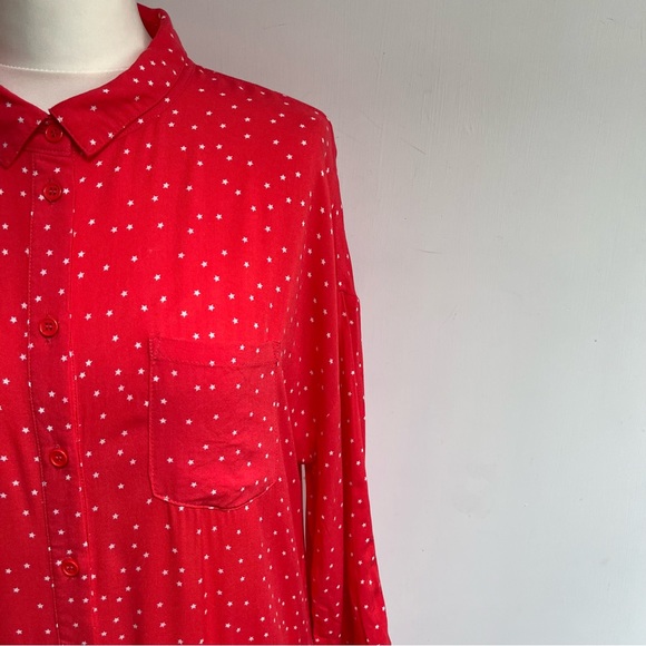 Hush Kaia Dress Size 12 Star Red Pink Drop Waist Relaxed Pockets Long Sleeve - Picture 3 of 11